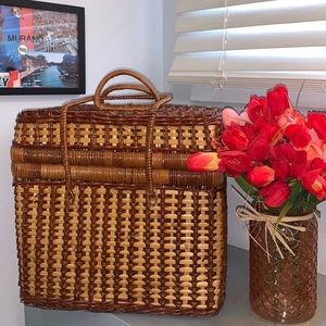 Wicker Picnic Basket & 4 colored variety picnic set